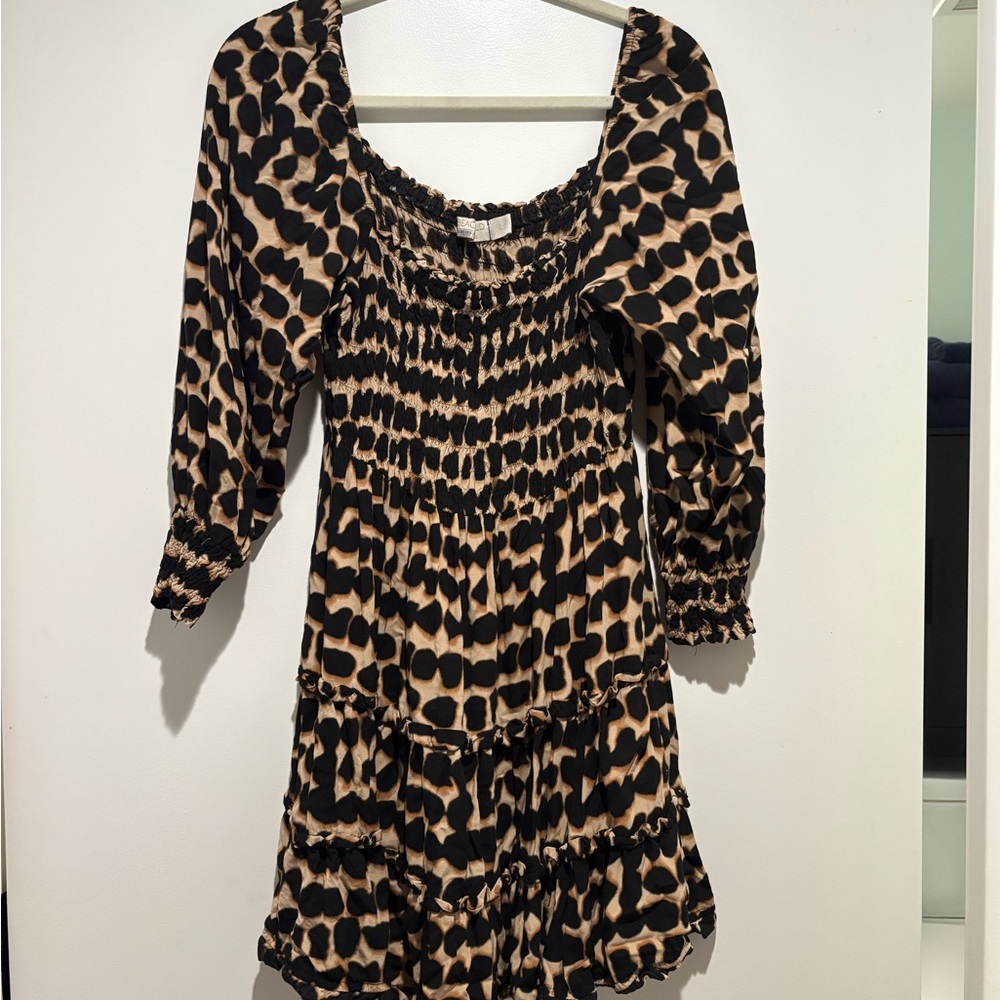 Bold Print Dress with Ruffled Hem